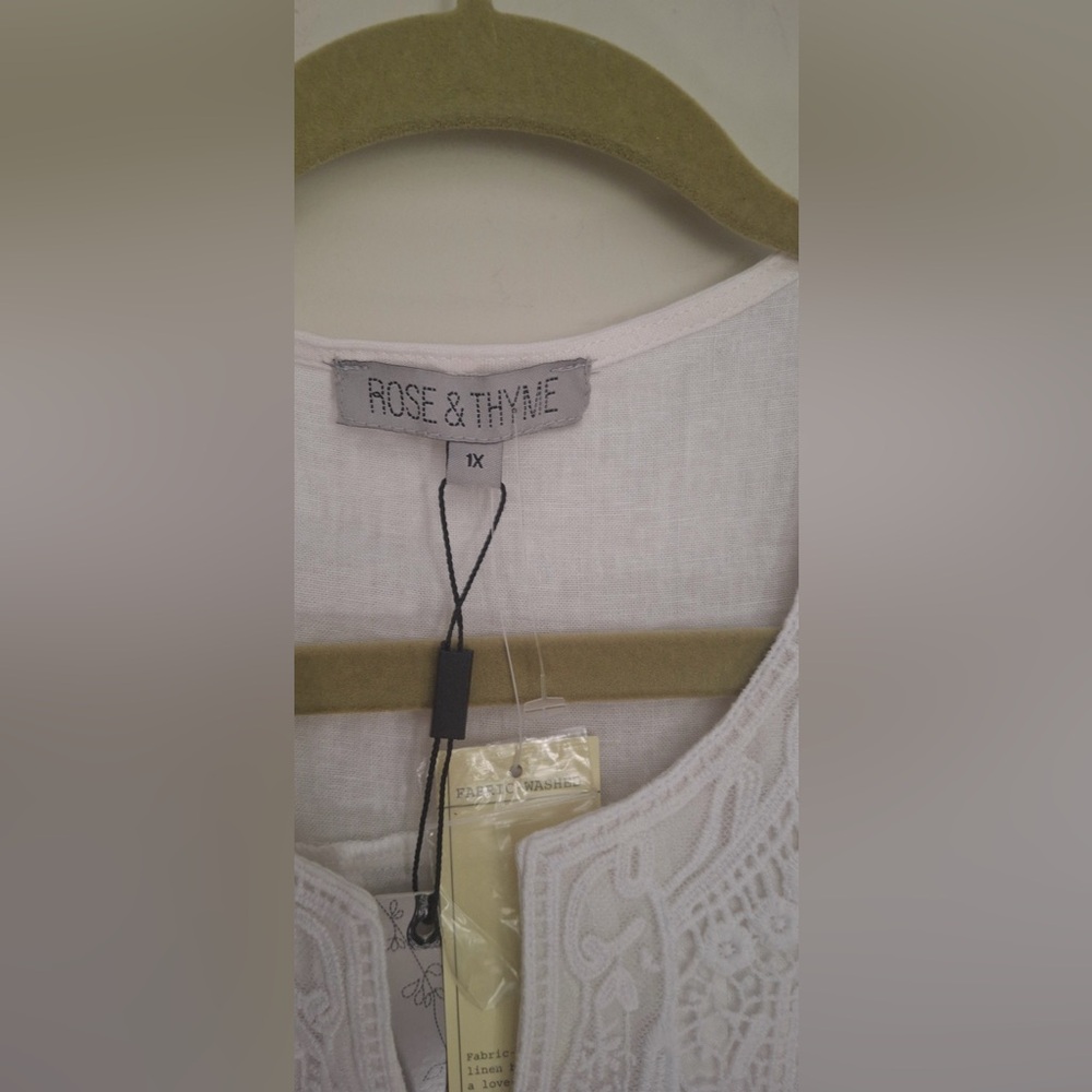 Rose & thyme Elegant White linen rayon Sleeveless Top 1x seacore beach summer - Picture 7 of 11